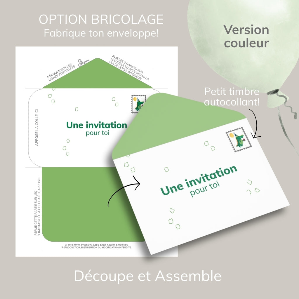 Invitation anniversaire - Thème Crocodile