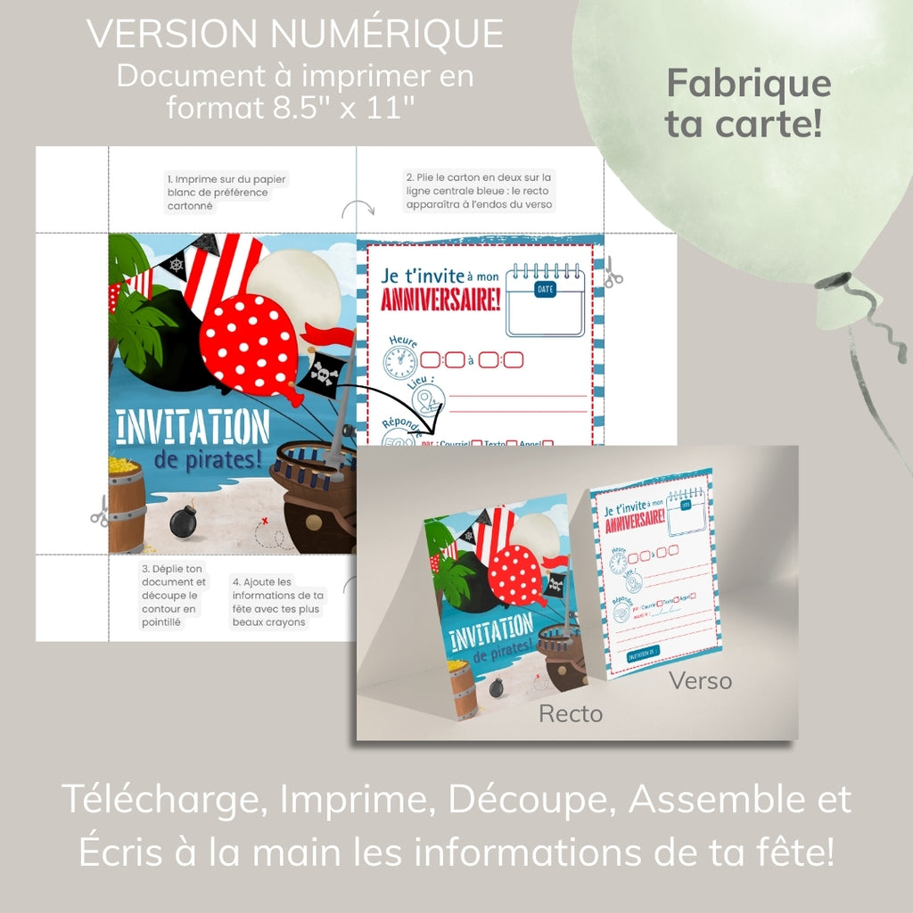 Invitation anniversaire - Thème Pirate