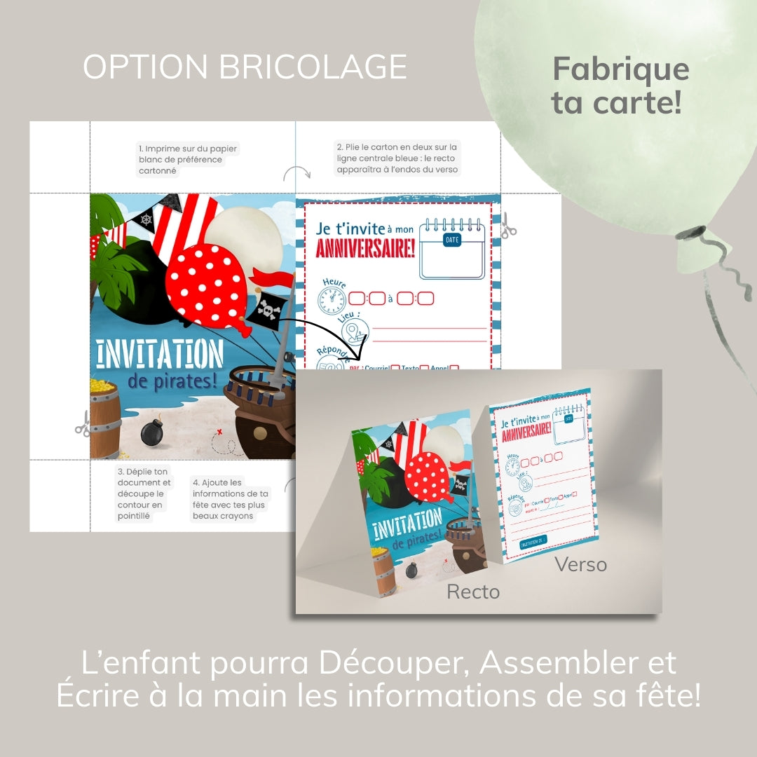 Invitation anniversaire - Thème Pirate